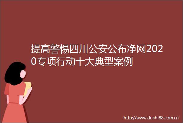 提高警惕四川公布净网2020专项行动十大典型案例