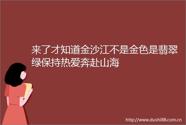 来了才知道金沙江不是金色是翡翠绿保持热爱奔赴山海