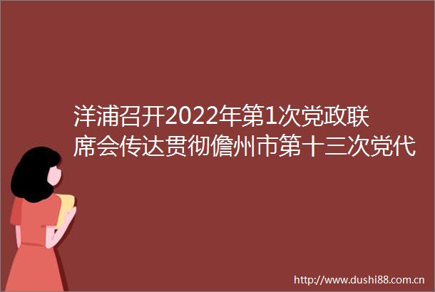 洋浦召开2022年第1次党政联席会传达贯彻儋州市第十三次党代会精神