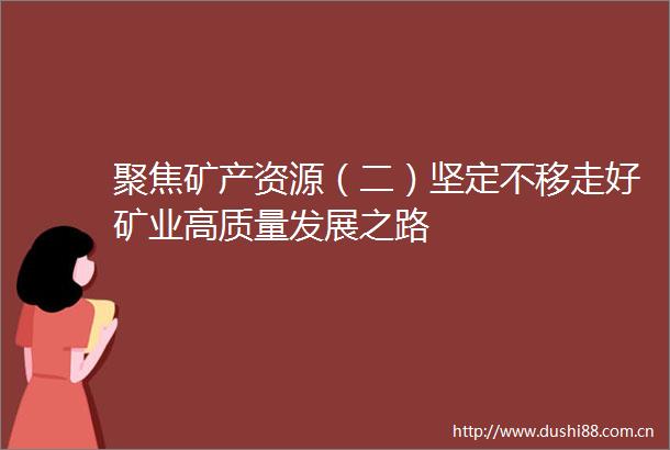 聚焦矿产资源（二）坚定不移走好矿业高质量发展之路