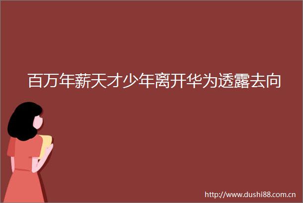 百万年薪天才少年离开华为透露去向