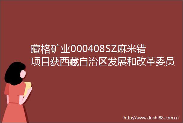 藏格矿业000408SZ麻米错项目获西藏自治区发展和改革委员会立项核准批复