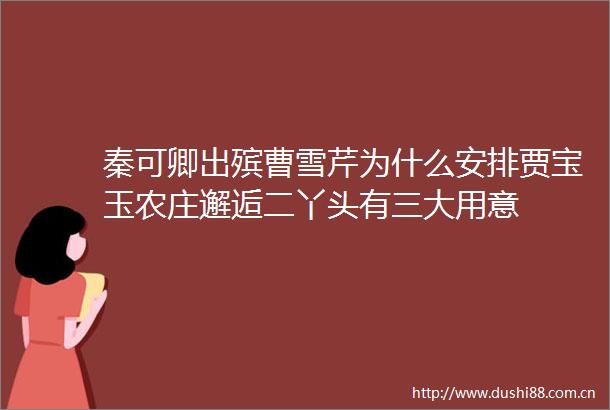 秦可卿出殡曹雪芹为什么安排贾宝玉农庄邂逅二丫头有三大用意