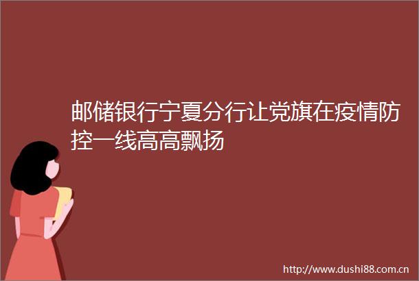 邮储银行宁夏分行让党旗在疫情防控一线高高飘扬