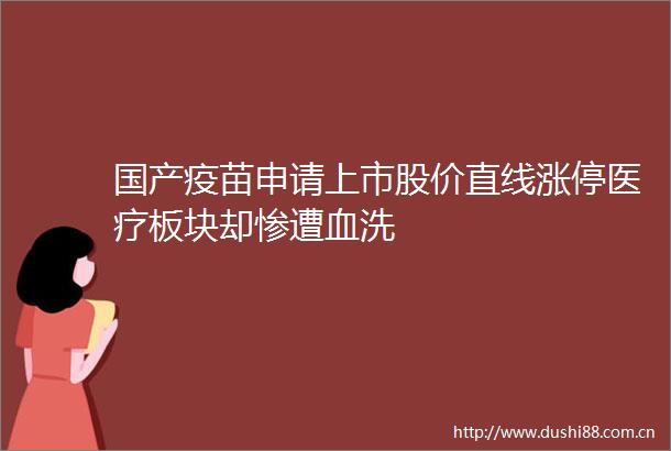 国产疫苗申请上市股价直线涨停医疗板块却惨遭血洗