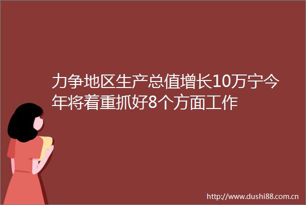 力争地区生产总值增长10万宁今年将着重抓好8个方面工作
