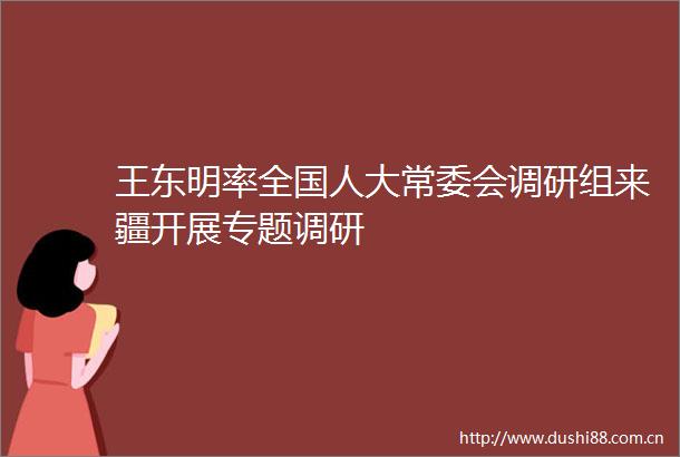 王东明率全国人大常委会调研组来疆开展专题调研