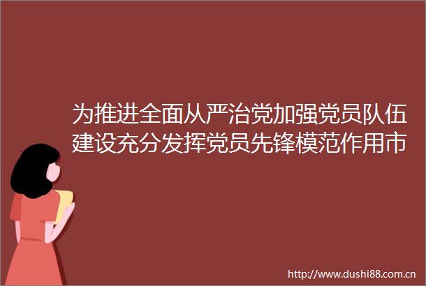 为推进全面从严治党加强党员队伍建设充分发挥党员先锋模范作用市民实施开展党员星级评定工作