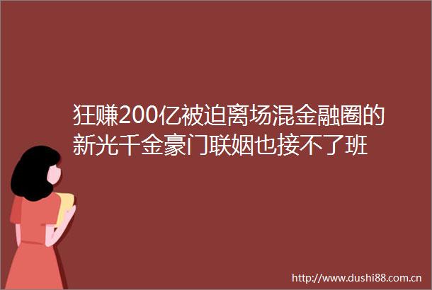狂赚200亿被迫离场混金融圈的新光千金豪门联姻也接不了班