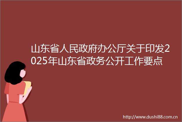 山东省办公厅关于印发2025年山东省政务公开工作要点的通知