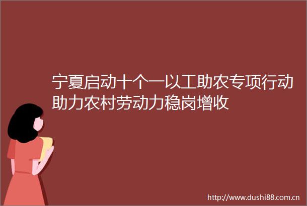 宁夏启动十个一以工助农专项行动助力农村劳动力稳岗增收