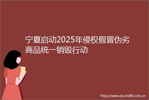 宁夏启动2025年商品统一销毁行动
