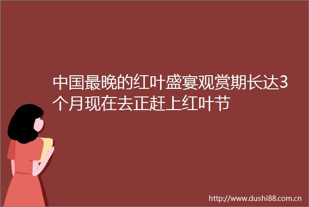最晚的红叶盛宴观赏期长达3个月现在去正赶上红叶节