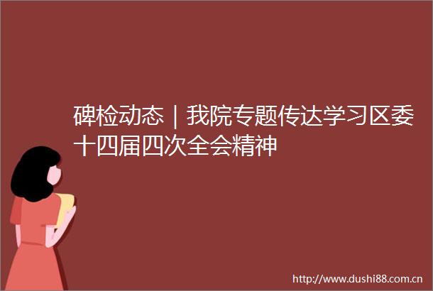碑检动态｜我院专题传达学习区委十四届四次全会精神