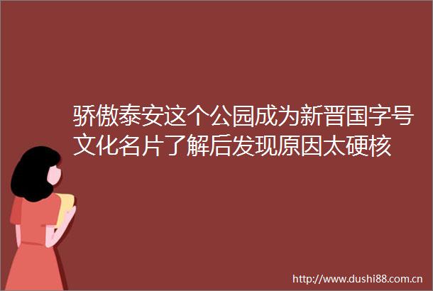 骄傲泰安这个公园成为新晋国字号文化名片了解后发现原因太硬核