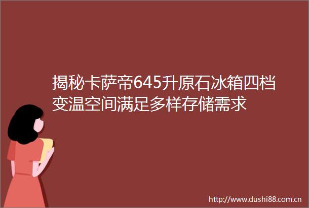 揭秘卡萨帝645升原石冰箱四档变温空间满足多样存储需求