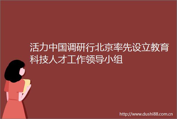 活力调研行北京率先设立教育科技人才工作小组