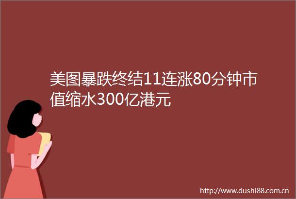 美图暴跌终结11连涨80分钟市值缩水300亿港元