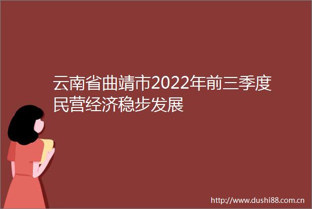 云南省曲靖市2022年前三季度民营经济稳步发展