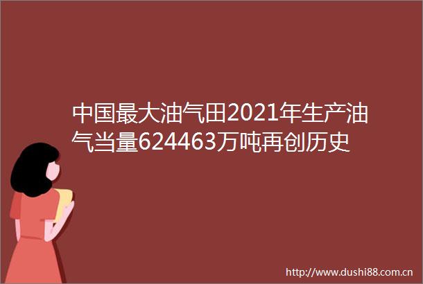 最大油气田2021年生产油气当量624463万吨再创历史新高