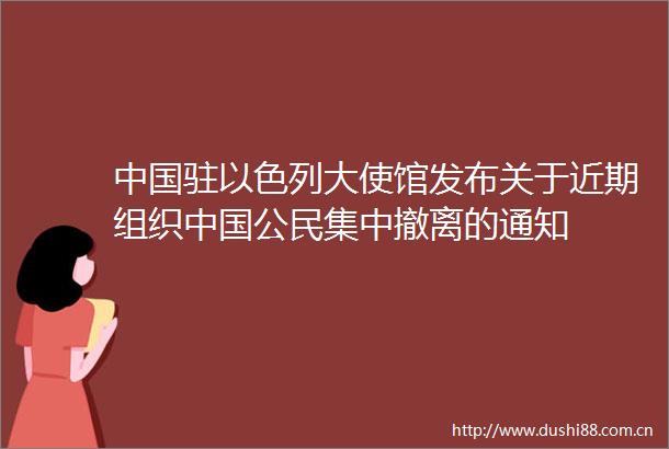 驻以色列大使馆发布关于近期组织公民集中撤离的通知
