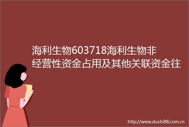 海利生物603718海利生物非经营性资金占用及其他关联资金往来情况汇总表的专项说明（中兴华报字2025第430019号）