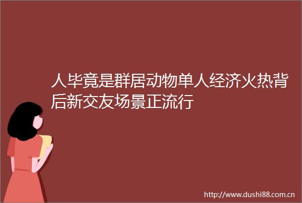 人毕竟是群居动物单人经济火热背后新交友场景正流行