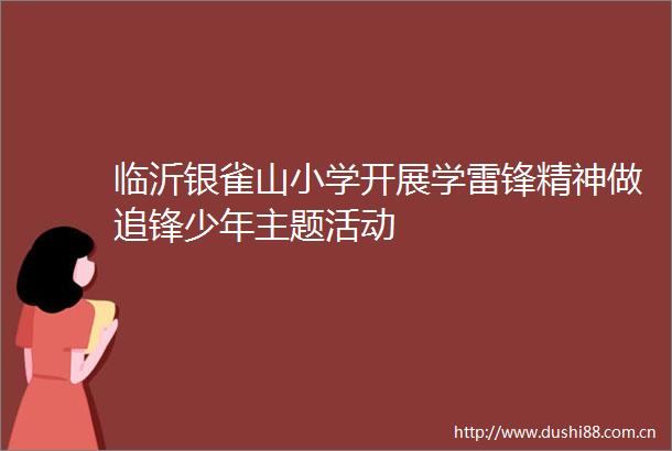 临沂银雀山小学开展学雷锋精神做追锋少年主题活动