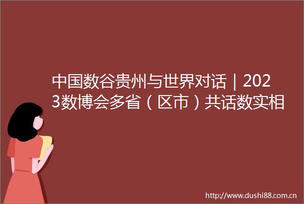 数谷贵州与世界对话｜2023数博会多省（区市）共话数实相融