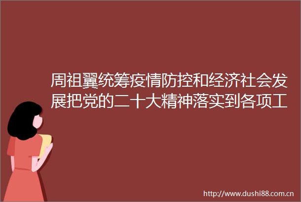 周祖翼统筹疫情防控和经济社会发展把党的二十大精神落实到各项工作全过程