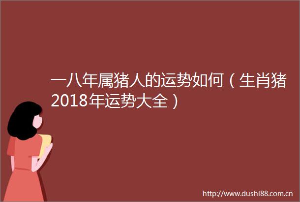 一八年属猪人的运势如何（生肖猪2018年运势大全）