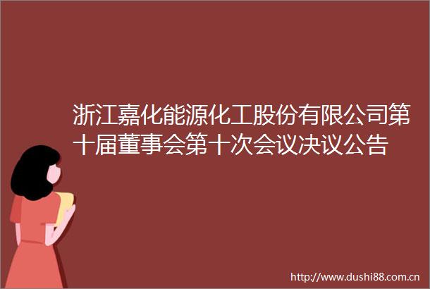 浙江嘉化能源化工股份有限公司第十届董事会第十次会议决议公告
