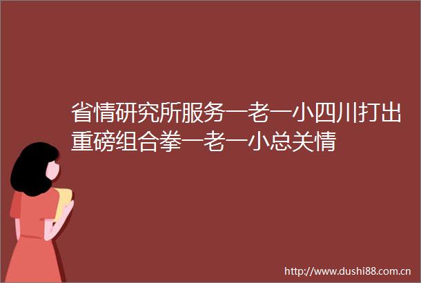 省情研究所服务一老一小四川打出重磅组合拳一老一小总关情