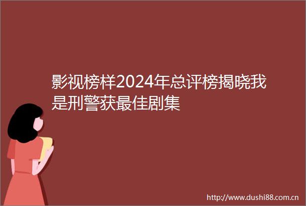 影视榜样2024年总评榜揭晓我是刑警获最佳剧集