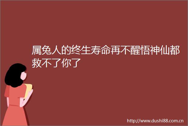 属兔人的终生寿命再不醒悟神仙都救不了你了