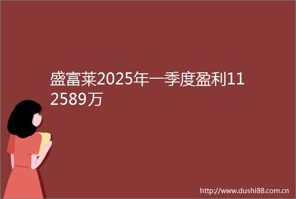 盛富莱2025年一季度盈利112589万