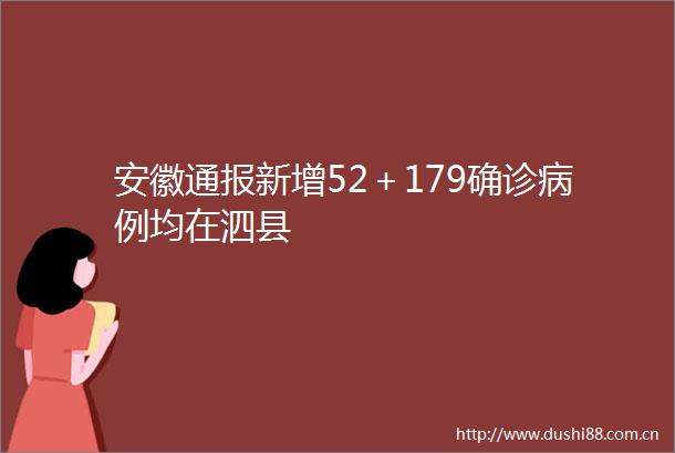 安徽通报新增52＋179确诊病例均在泗县