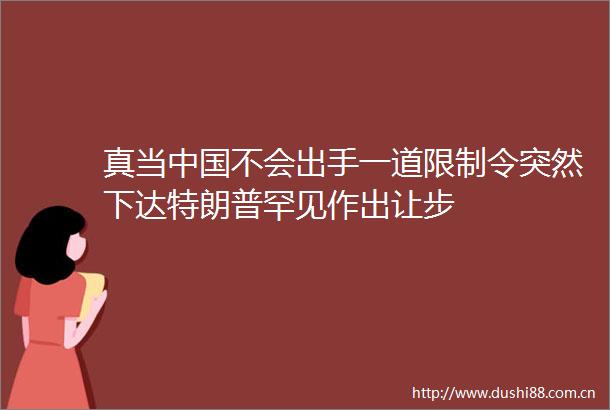 真当不会出手一道限制令突然下达特朗普罕见作出让步
