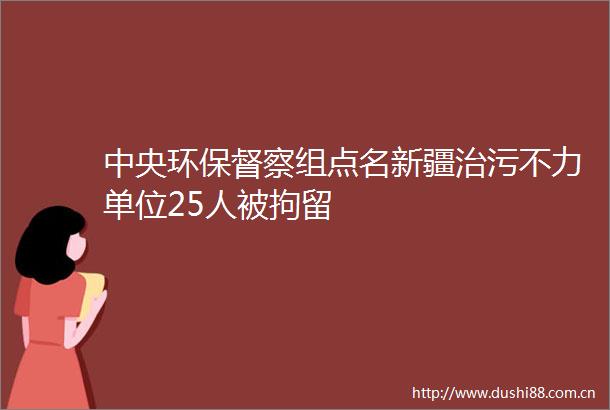 中央环保督察组点名新疆治污不力单位25人被拘留
