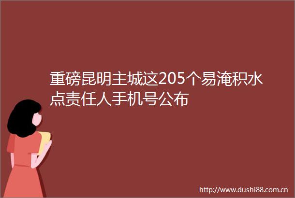 重磅昆明主城这205个易淹积水点责任人手机号公布