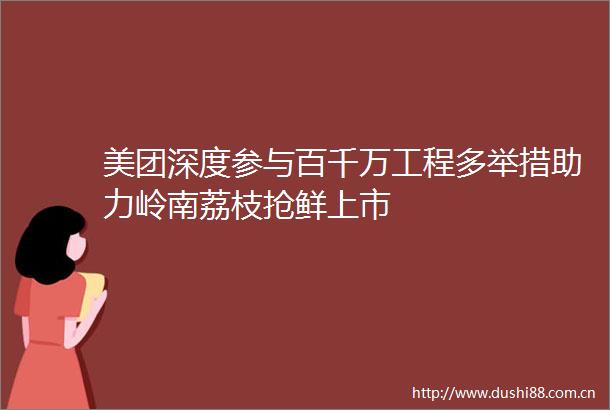 美团深度参与百千万工程多举措助力岭南荔枝抢鲜上市