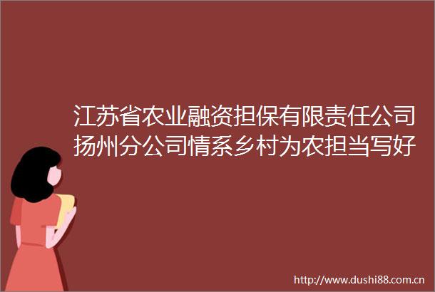 江苏省农业融资担保有限责任公司扬州分公司情系乡村为农担当写好三农领域普惠金融大文章