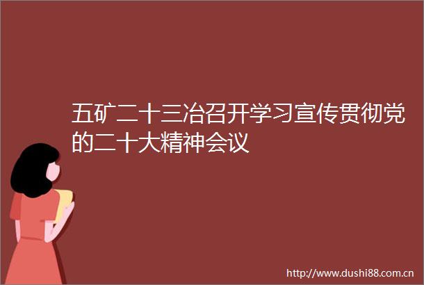 五矿二十三冶召开学习宣传贯彻党的二十大精神会议