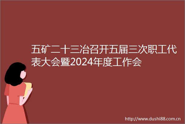 五矿二十三冶召开五届三次职工代表大会暨2024年度工作会