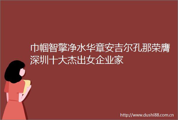 巾帼智擎净水华章安吉尔孔那荣膺深圳十大杰出女企业家