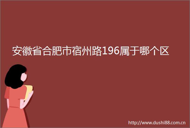 安徽省合肥市宿州路196属于哪个区