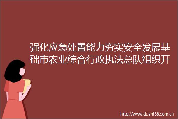 强化应急处置能力夯实安全发展基础市农业综合行政总队组织开展2025年寨上街道渔港消防应急演练