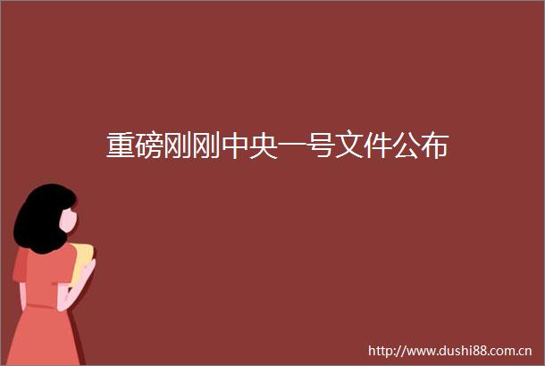 重磅刚刚中央一号文件公布
