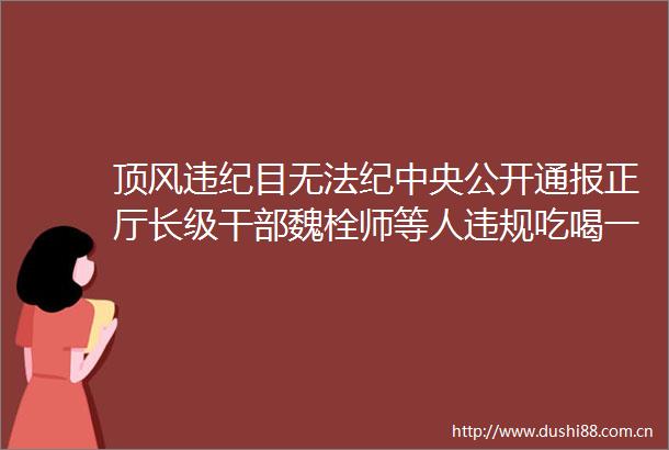 顶风目无法纪中央公开通报正厅长级魏栓师等人吃喝一人死亡多人被处分