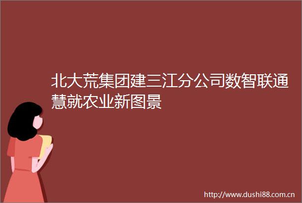 北大荒集团建三江分公司数智联通慧就农业新图景